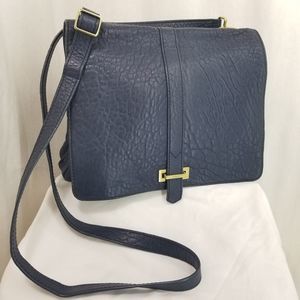 Fossil Navy Lamb Leather Crossbody Saddle Bag